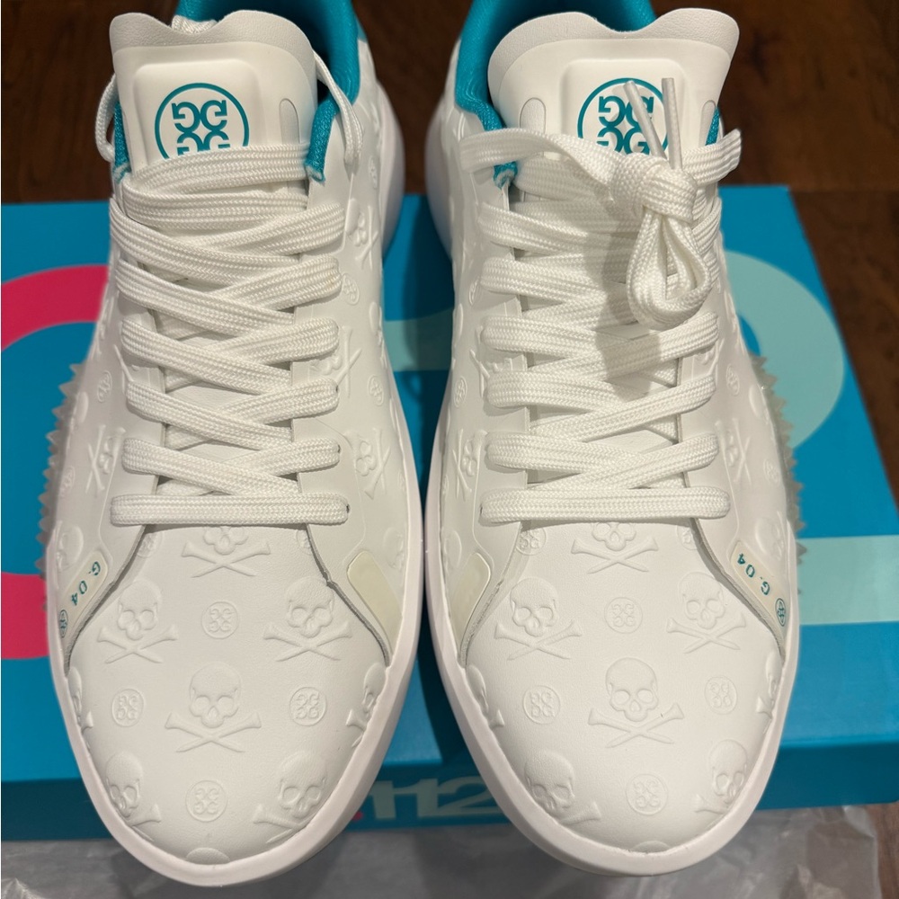 G/FORE White and Teal Sneakers